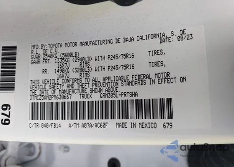 2023 Toyota Tacoma Sr V6 z USA, uszkodzony, nr VIN 3TMCZ5AN2PM630667